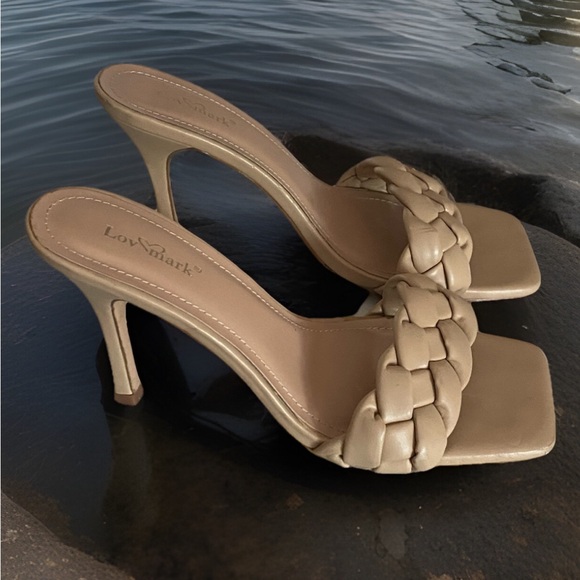 Vince Camuto Shoes - Lov Mark ❤️ Braided Strap Square Toe Ashley Mule Heeled Sandal Women’s Sz 8 Nude